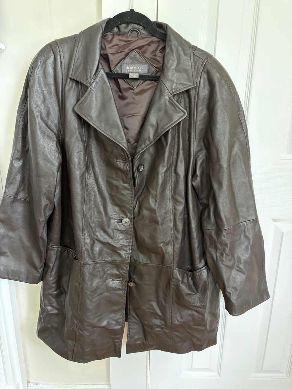Lane Bryant Dark Brown Leather Button-Front Jacket
